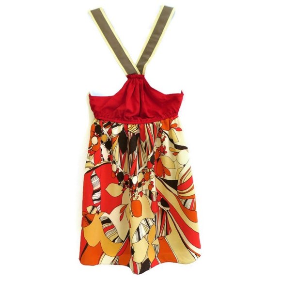 SiLK New Arden B. Halter Top Pure Silk Bold Geo Print Y2K Racer Back Babydoll M - Picture 2 of 6